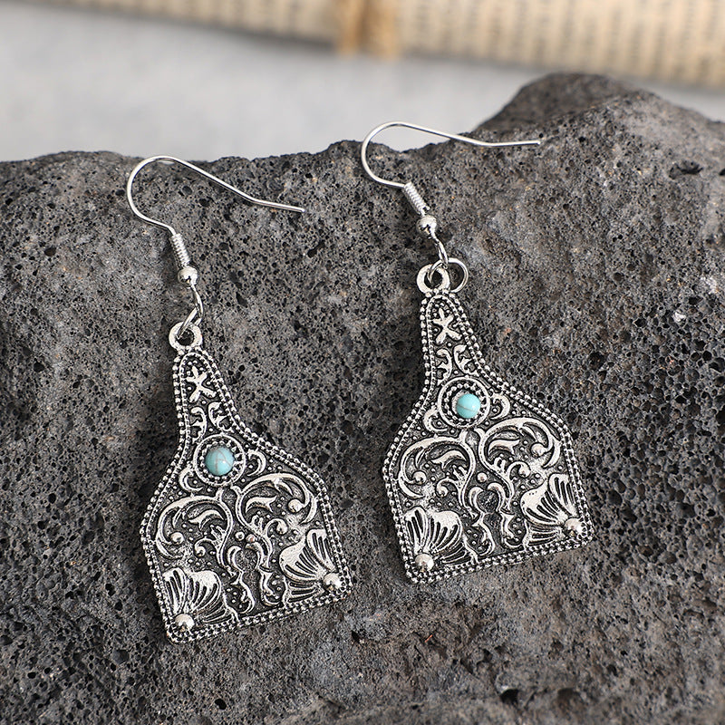 Wholesale Wine Bottle Carved Turquoise Earrings