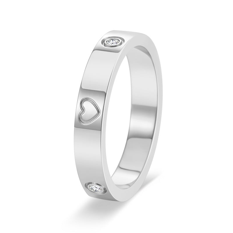 Anello in acciaio al titanio tempestato di diamanti Love all'ingrosso