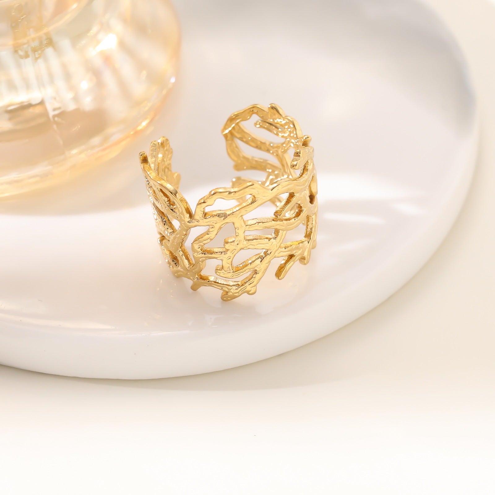 Wholesale Stainless steel openwork adjustable ring