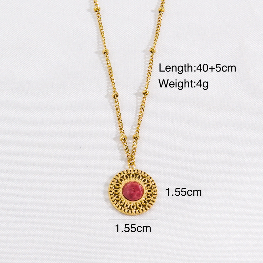 Wholesale  Stainless steel Colorful Facet Natural Stone Light Luxury Women's Necklace