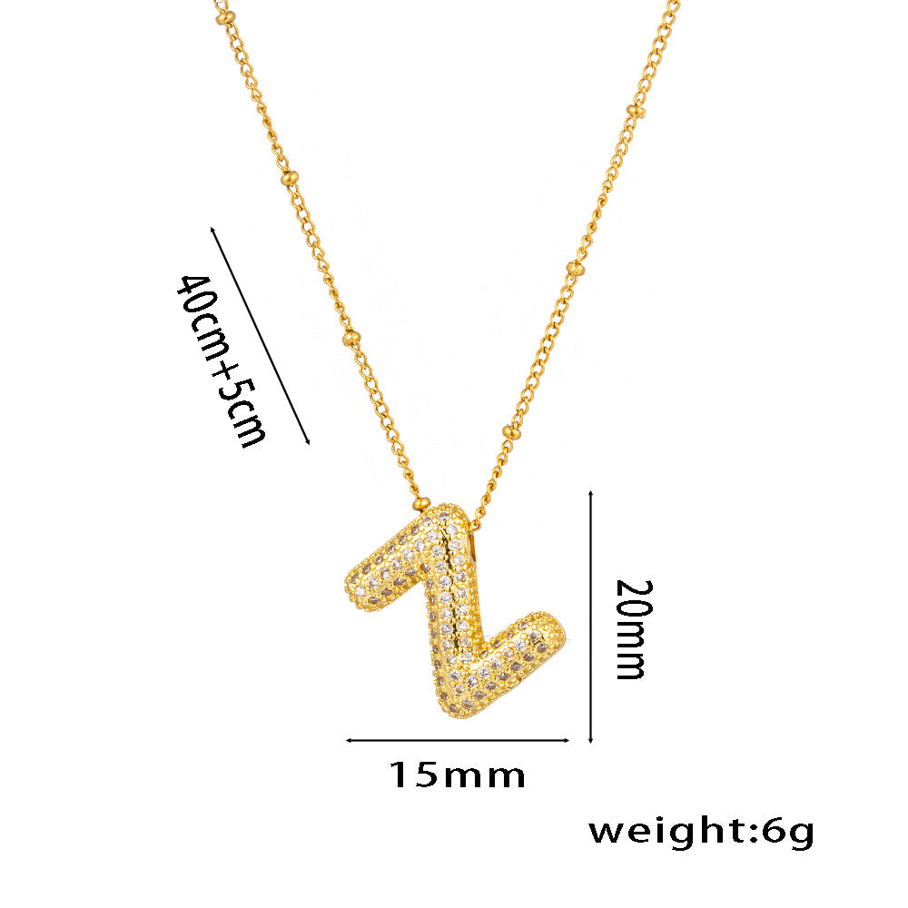 Wholesale Rock Sugar Zircon English Letter Necklace Titanium Steel Necklace ACC-NE-NaBao001