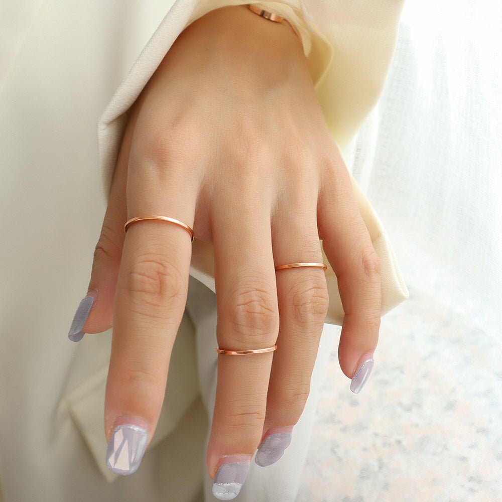 Wholesale Simple Plain Ring Thin Pinky Ring Titanium Steel 18k Gold Rings ACC-RS-OMK001