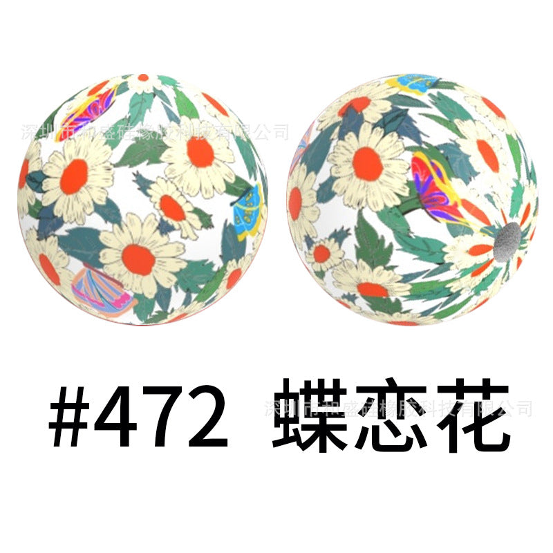Wholesale 50pcs 15mm Western Style Leopard Skull Color Aztec Printed Silicone Balls Beads ACC-BDS-HeSheng001