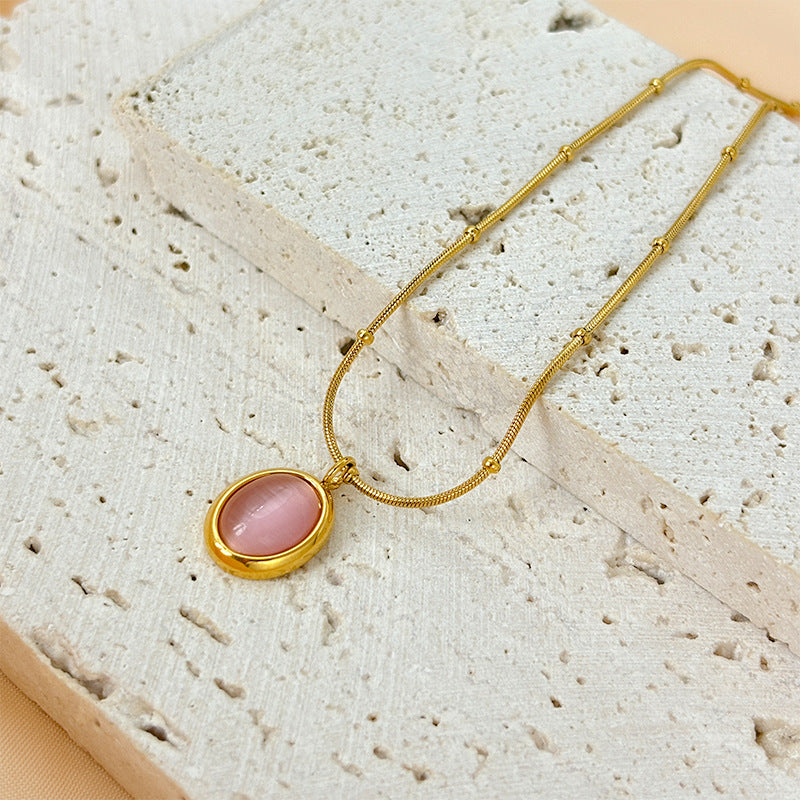 Wholesale Cat's Eye Pendant Small Round Bead Necklace ACC-NE-Xiangou004