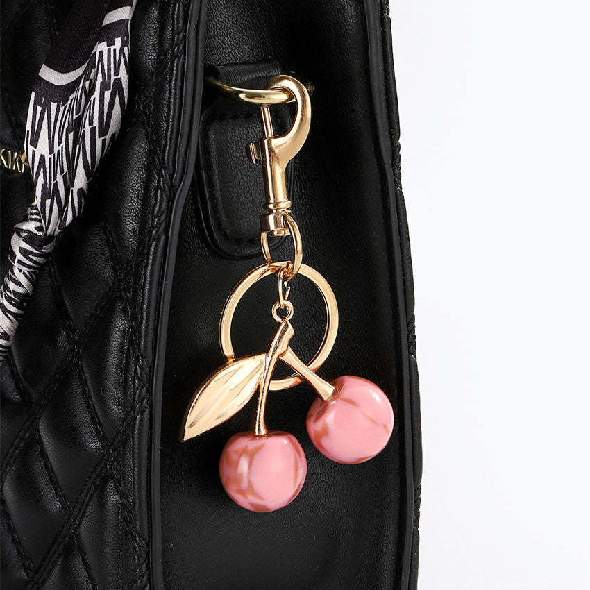 Wholesale Leopard Print Red Cherry Keychain