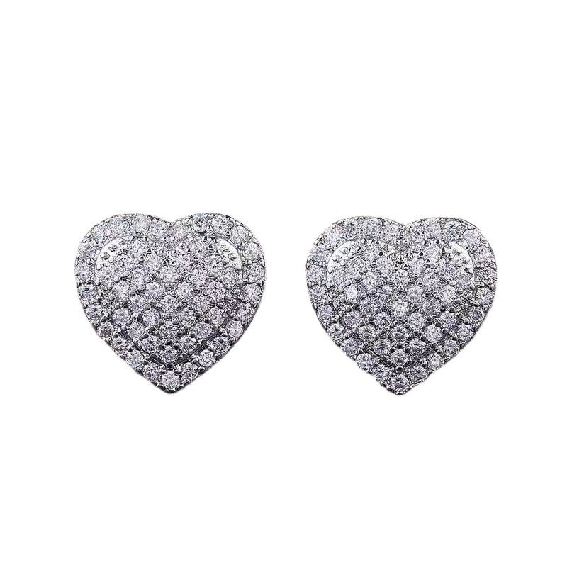 Wholesale Copper Cubic Zirconia Heart Earrings for Women,  Silver Tone Gift Jewelry for Anniversary or Party Wear