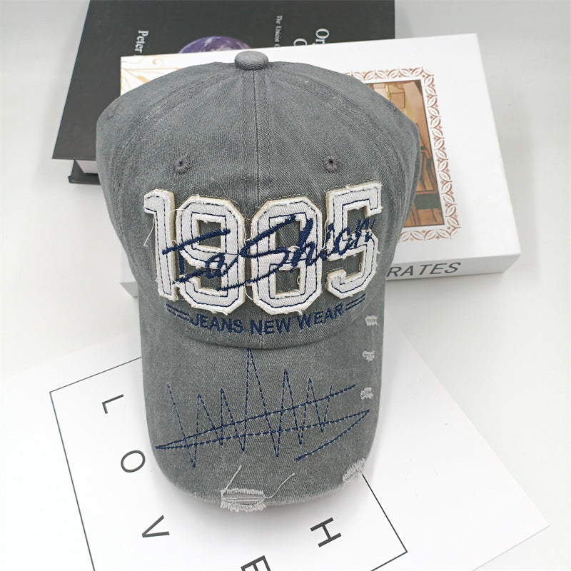 Wholesale Washed Embroidered Baseball Cap Number Mark Hole Casual Hat ACC-HT-Daod005
