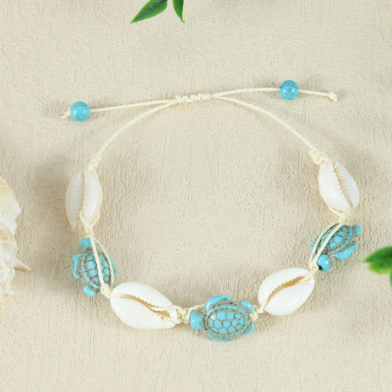 Wholesale  bohemian style natural shell starfish handmade woven bracelet
