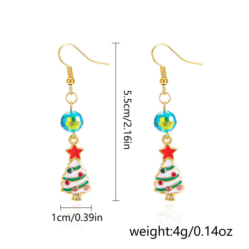 Wholesale Christmas ornaments diamond-encrusted Christmas tree snowflake wreath earrings