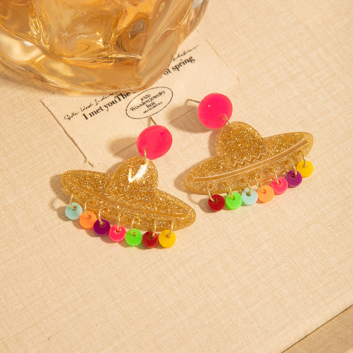 Wholesale Acrylic carnival colorful raindrop hat acrylic earrings