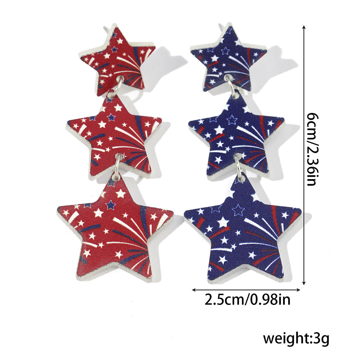 Wholesale  National Day Independence Day flag five-pointed star personality earrings