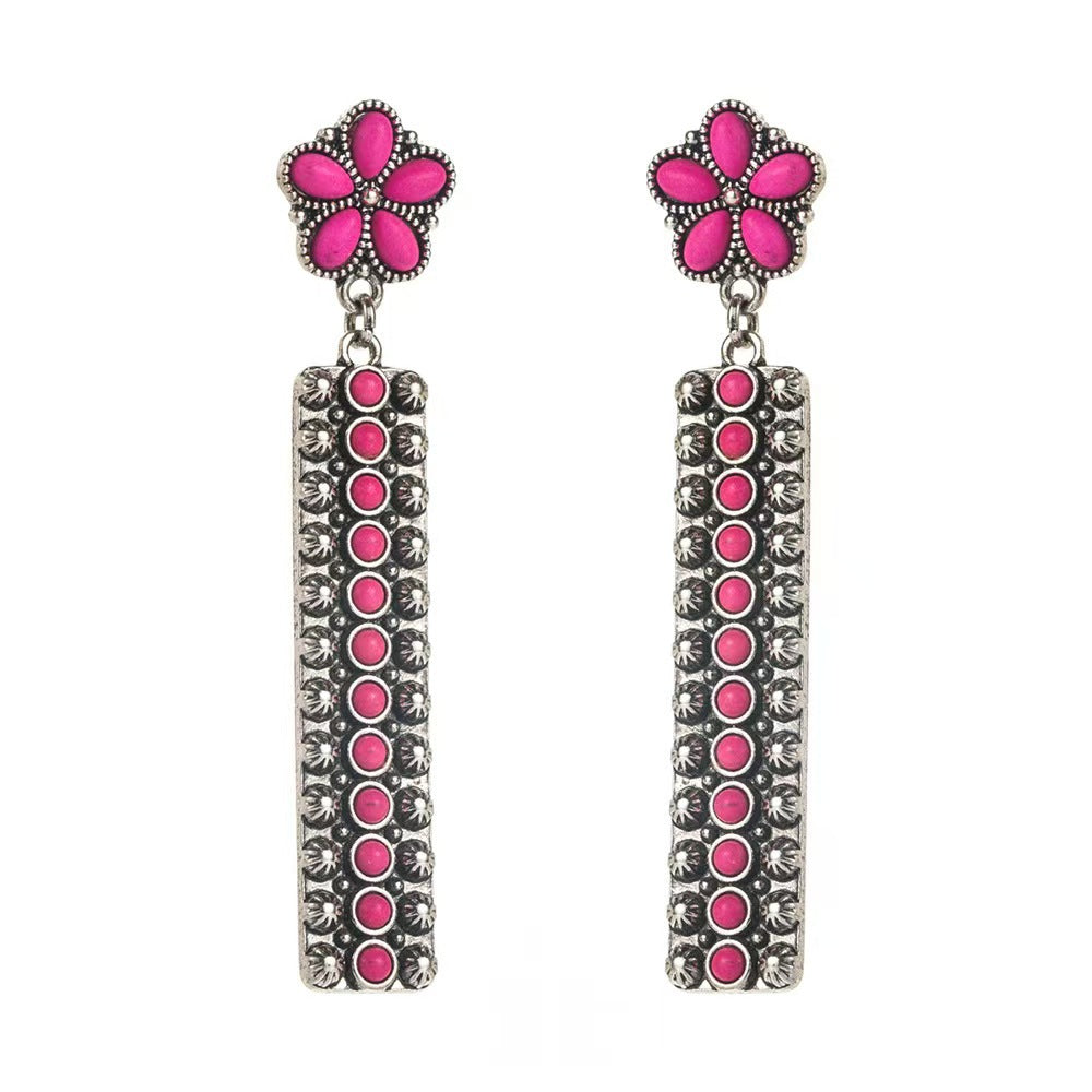 Wholesale Turquoise long drop earrings