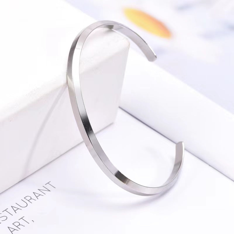 Wholesale Titanium Steel Open Bevel C-Line Bracelet ACC-BT-JunChen002