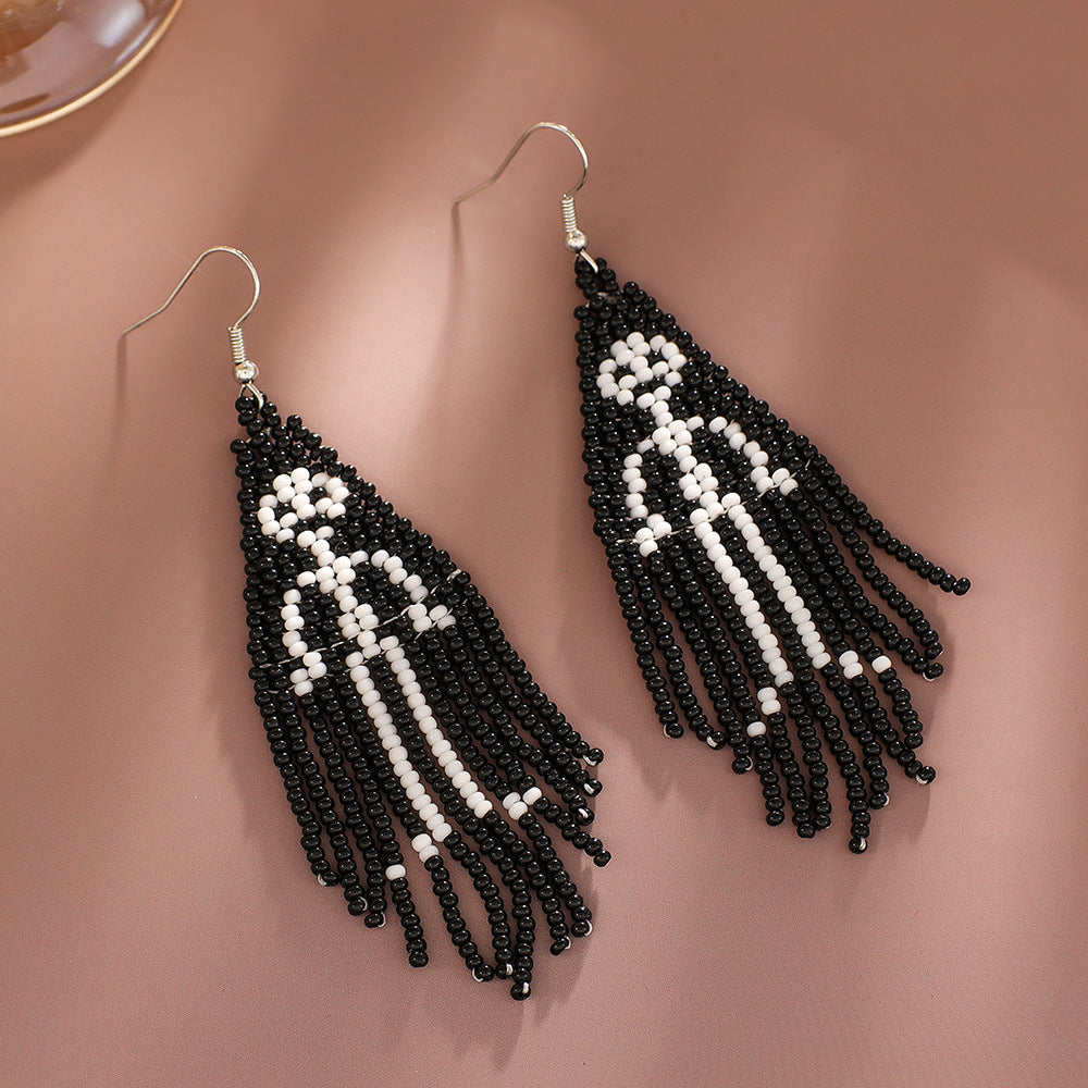 Wholesale  Creative Halloween Series Tassel Beaded Earrings