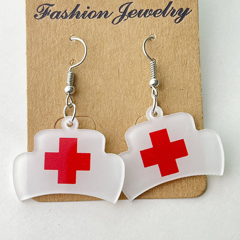 Wholesale  acrylic medical staff tablet stethoscope needle tube ECG earrings