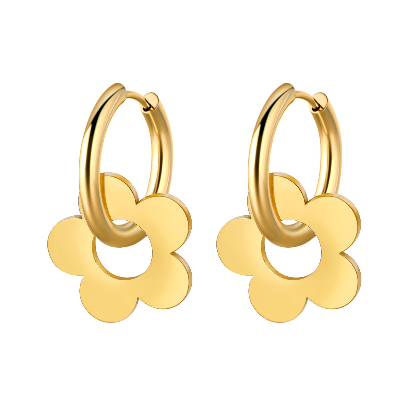 Wholesale Electroplated Stainless Steel Heart-Shaped Earrings Simple Western Style Women Fashion Jewelry Accessory Boutique Resale