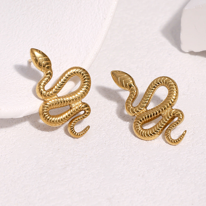Wholesale Punk Snake Stainless Steel Earrings For Women Trendy Statement Jewelry Accessory