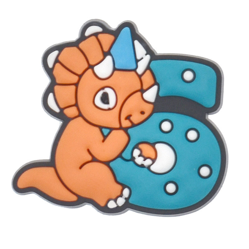 Wholesale Random 100pcs Digital Dinosaur PVC Soft Rubber Shoe Buckle Decoration ACC-SC-RYY059