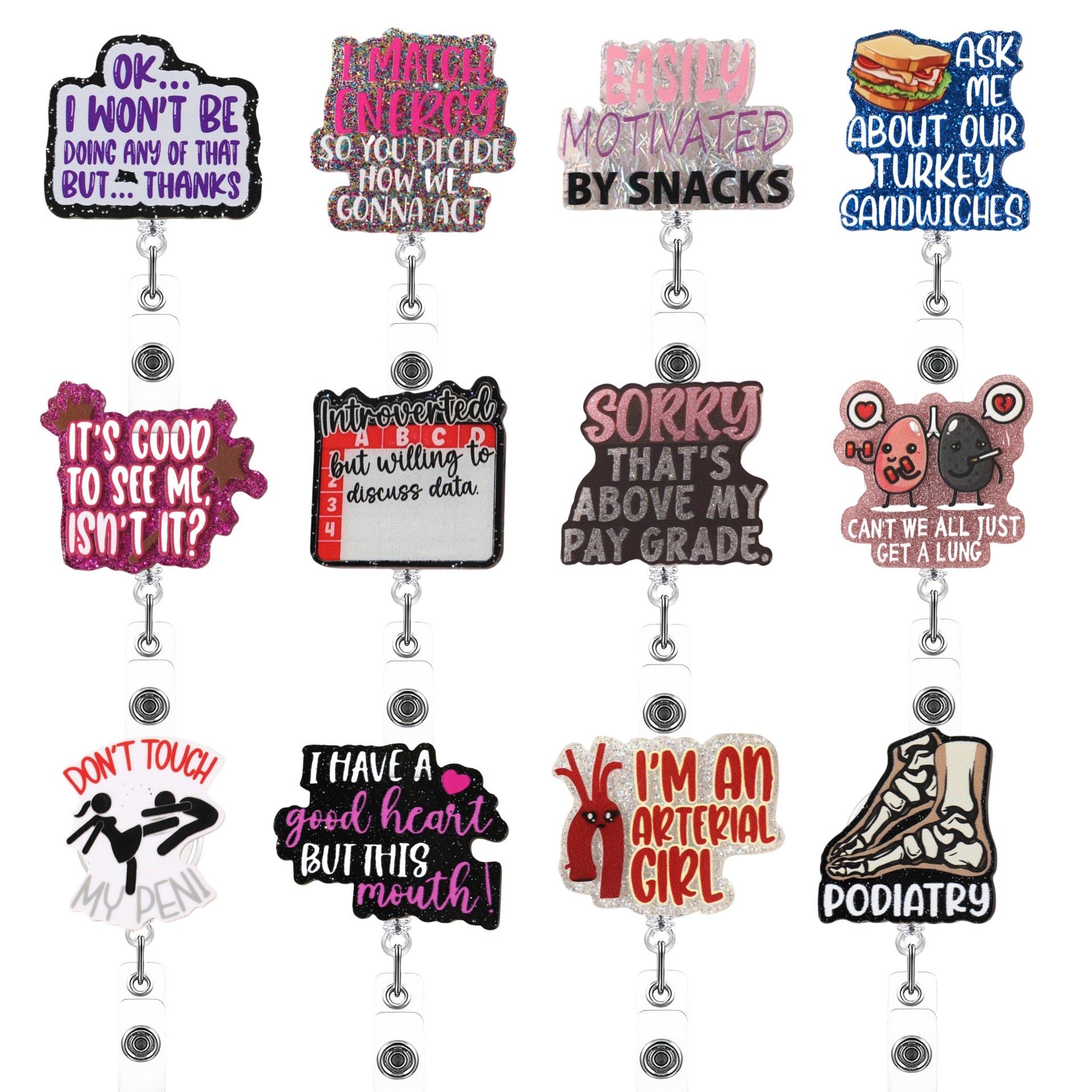 Wholesale  Cartoon Creative DIY English Words Badge Reels,