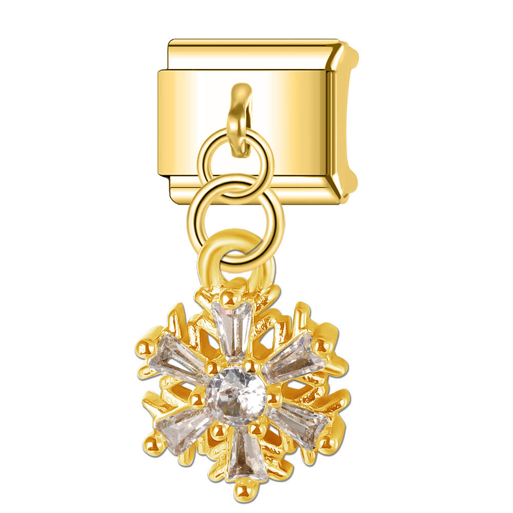 Wholesale Italian Charm Bracelet 9mm DIY Splicing Diamond Splicing Stainless Steel Composable Bracelet