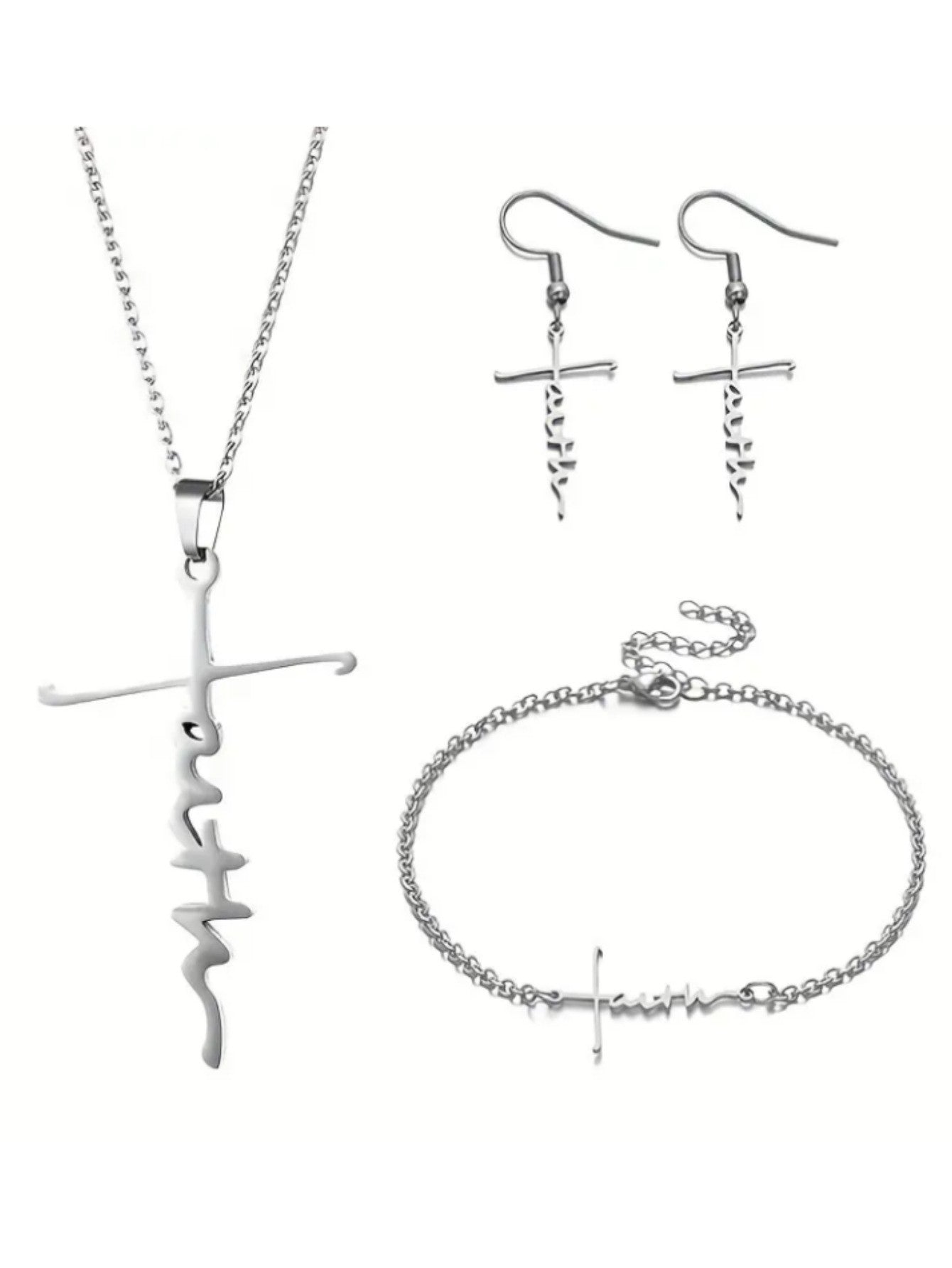 Wholesale stainless steel long heart necklaces earrings