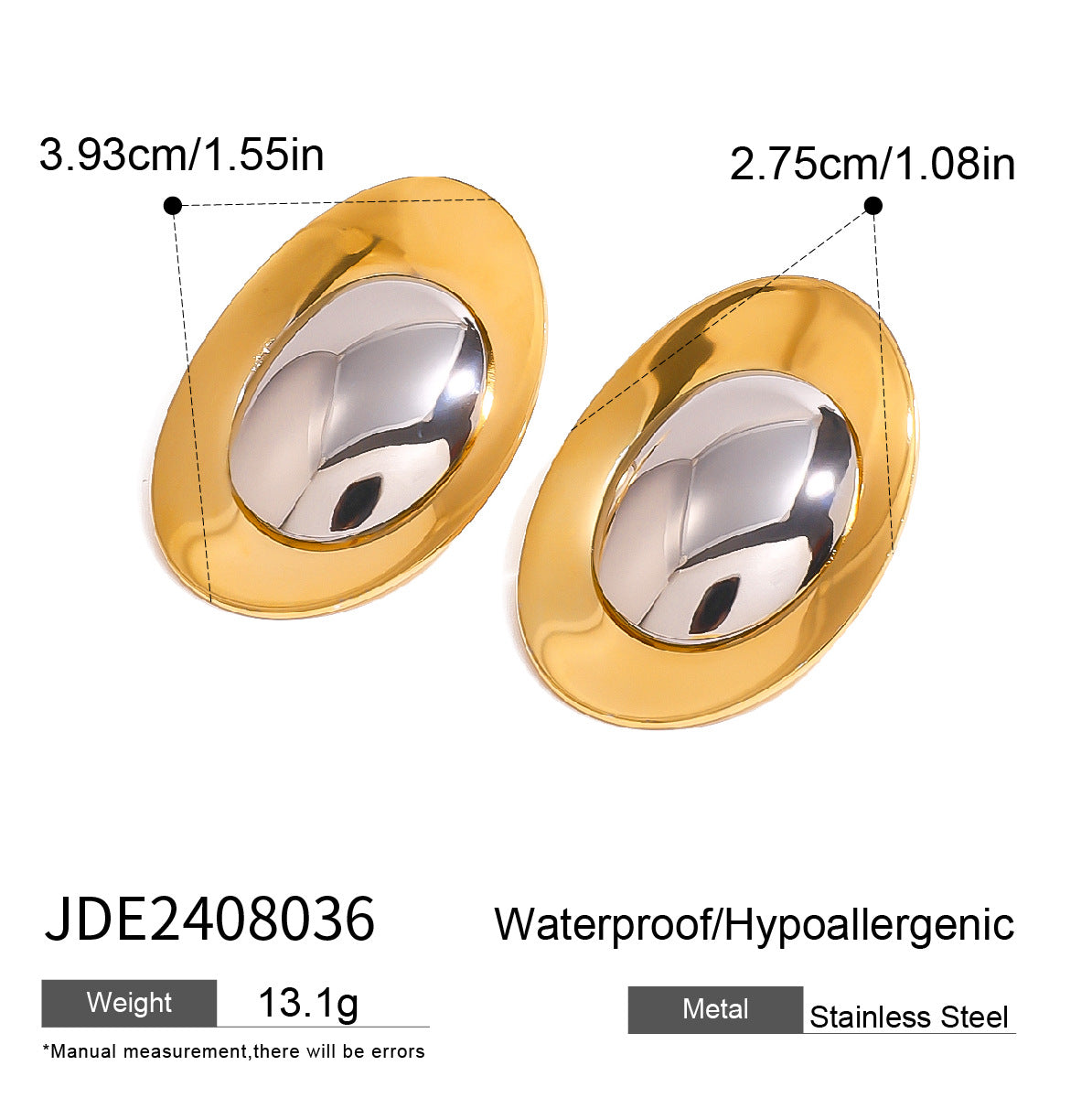 Wholesale  18k gold stainless steel round gold and silver color matching earrings