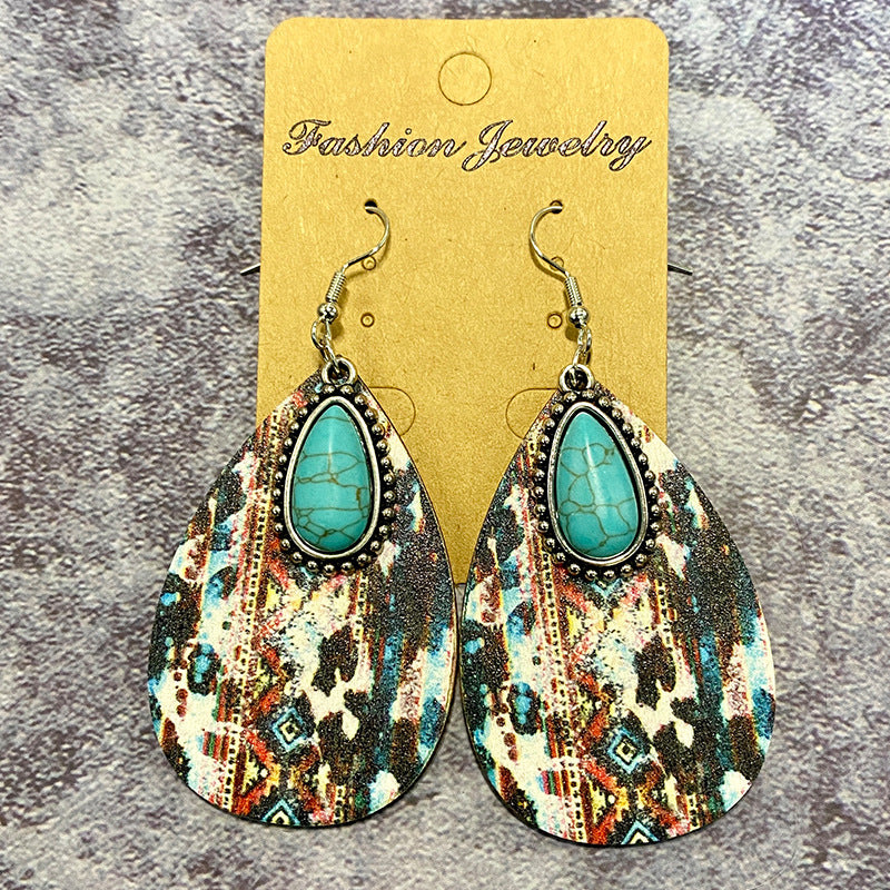 Boucles d'oreilles en bois occidentales en gros