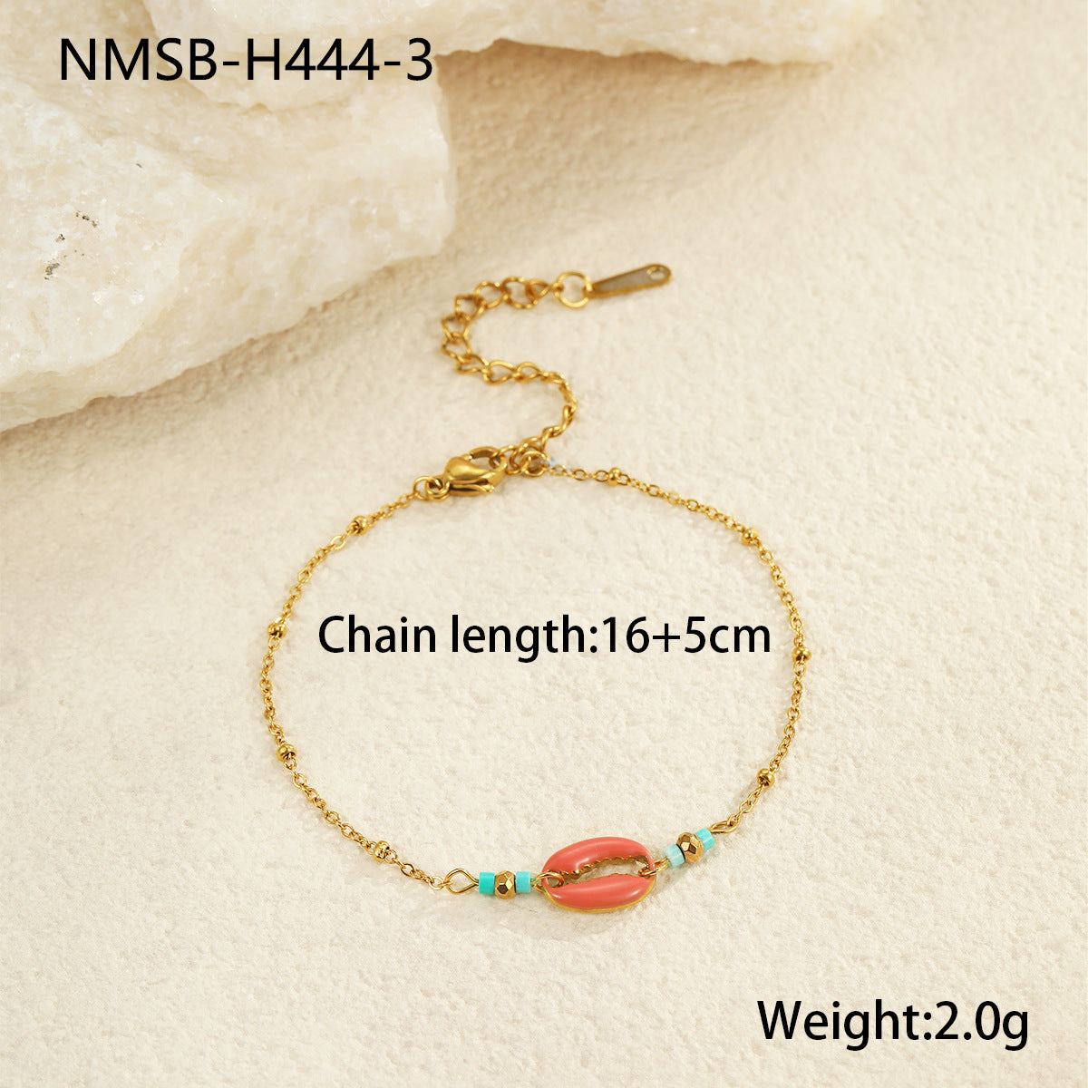 Wholesale Stainless Steel  Summer Marine Style Shell Starfish Flower Colored Beads  Bracelet