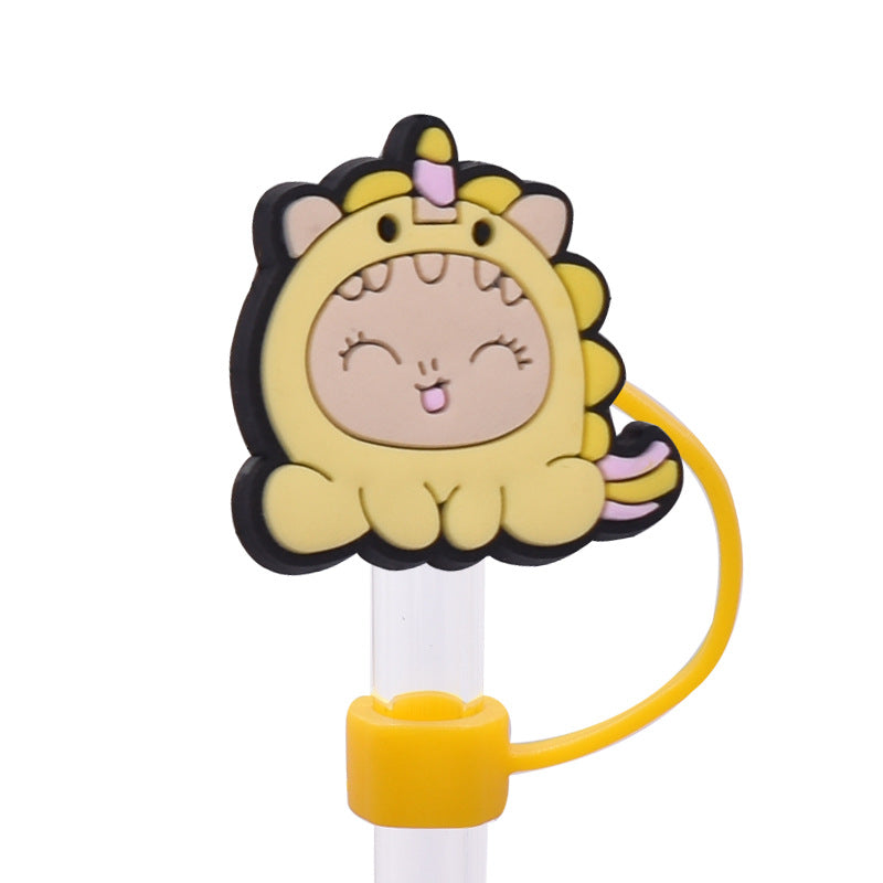 Wholesale Random 100pcs Creative dustproof cartoon Straw Cover Straw Tube Cap