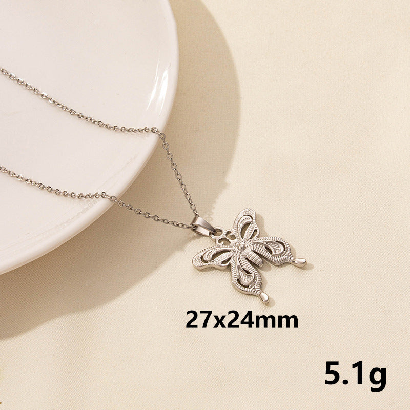 Wholesale  simple fashion Joker stainless steel butterfly necklace