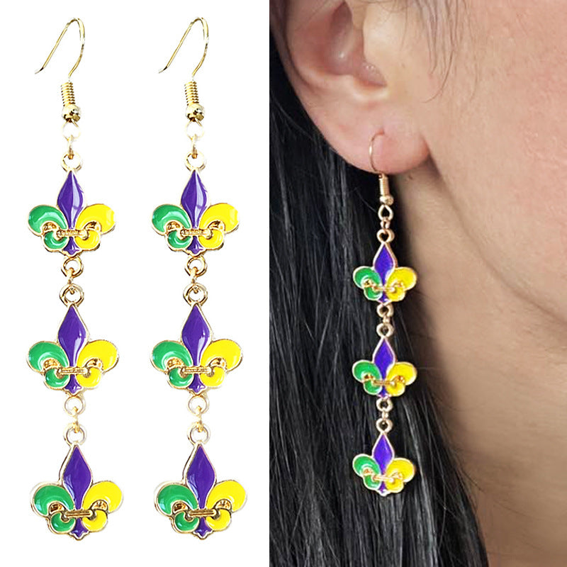 Wholesale 2 Pairs/pack Carnival Metal Stitching Mask Iris Earrings ACC-ES-HY209