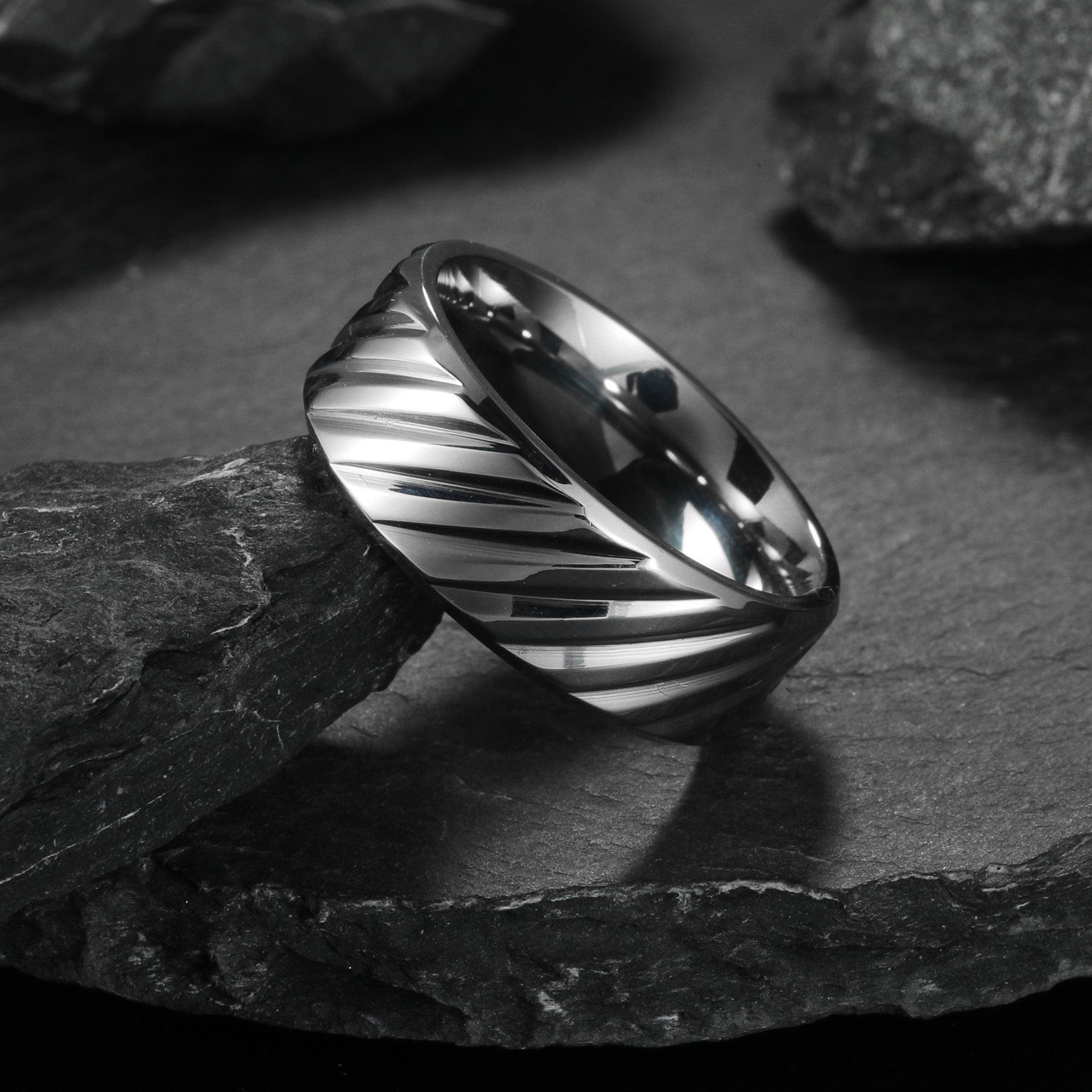 Wholesale titanium steel men's twill  ring