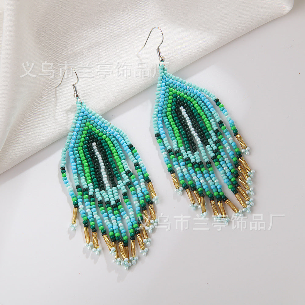 Wholesale Bohemian Retro Gradient Color Tassel Earrings ACC-ES-Lant001
