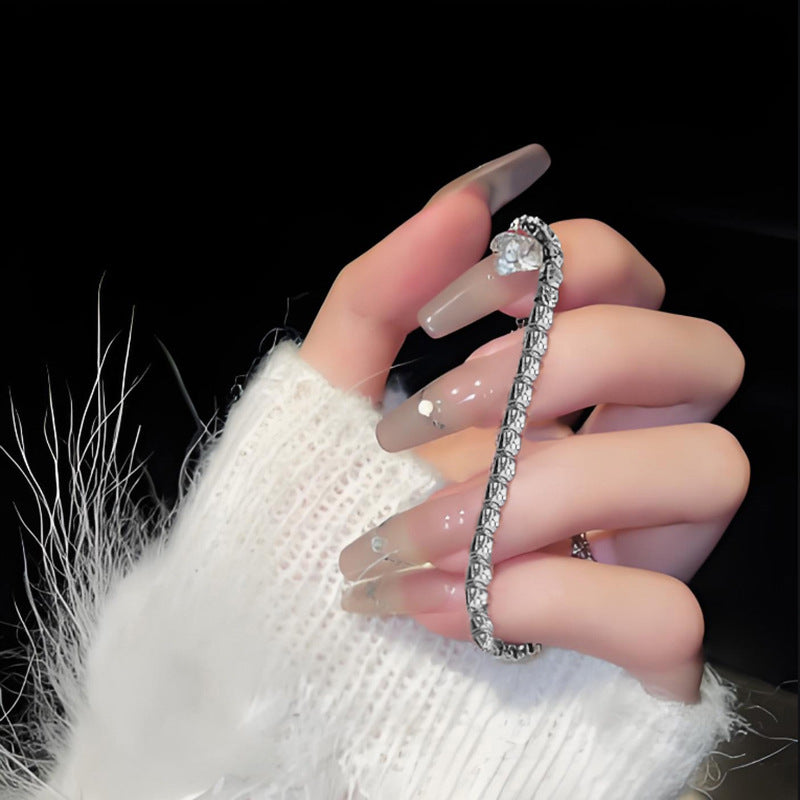 Wholesale  4mm rhinestone claw chain titanium steel bracelet