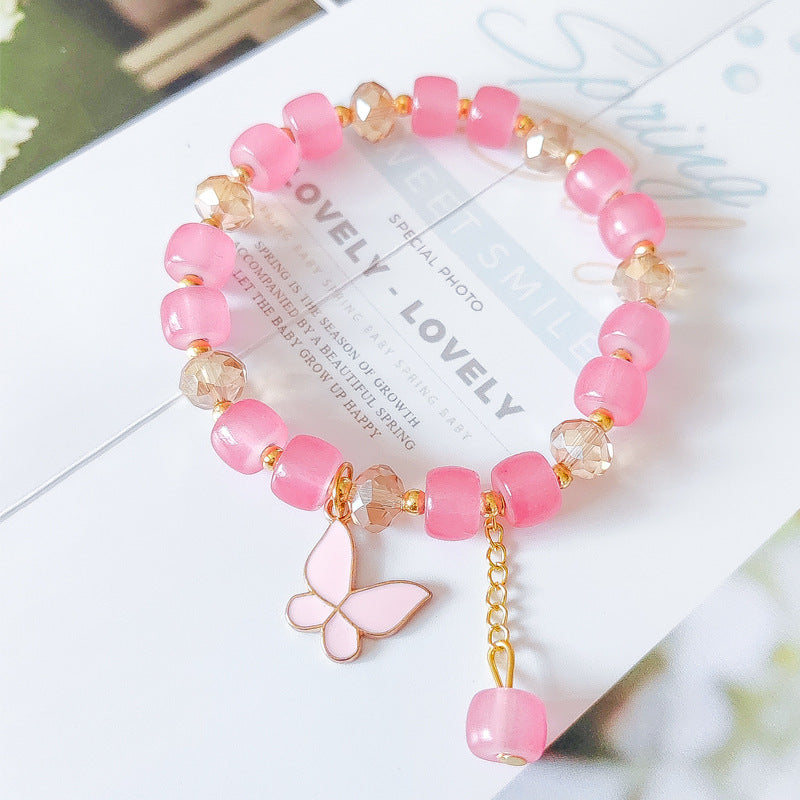Wholesale Glass Crystal Butterfly Bracelet,  Handmade Barrel Beads Fashion Accessory for Women