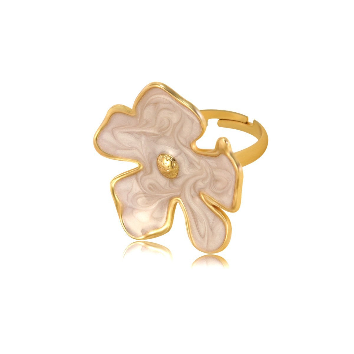 Wholesale oil drop flower ring holiday style stainless steel flower ring