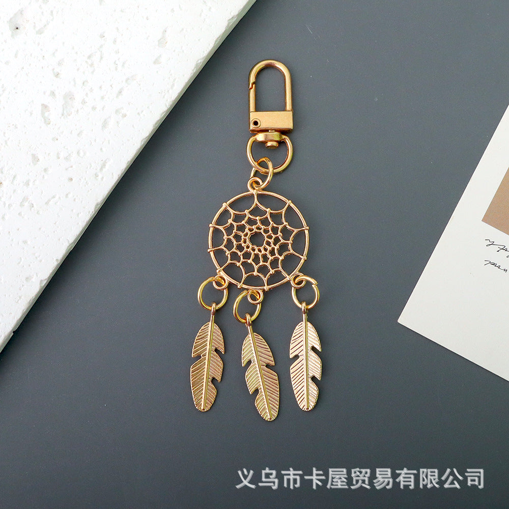 Wholesale Zinc Alloy Dreamcatcher Keychain,  Silver Car Key Accessory with Cross Pattern,  Gift for Resale