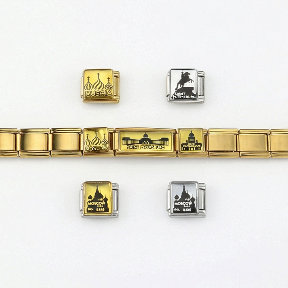 Wholesale Stainless Steel Bracelet with Russian Architectural Pattern Chic Everyday Wear