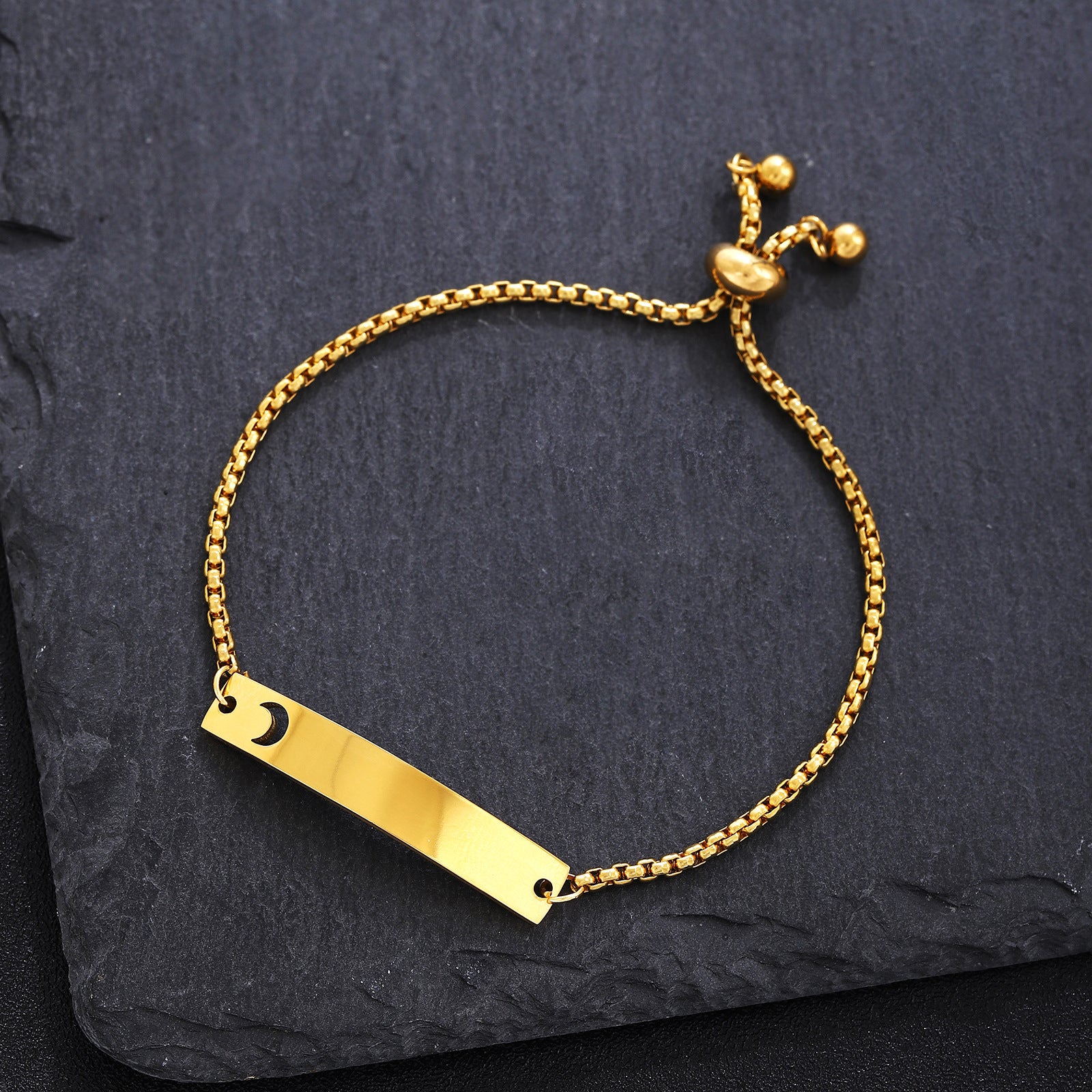 Wholesale  stainless steel curved brand mirror hollow sun and moon butterfly love adjustable lettering bracelet