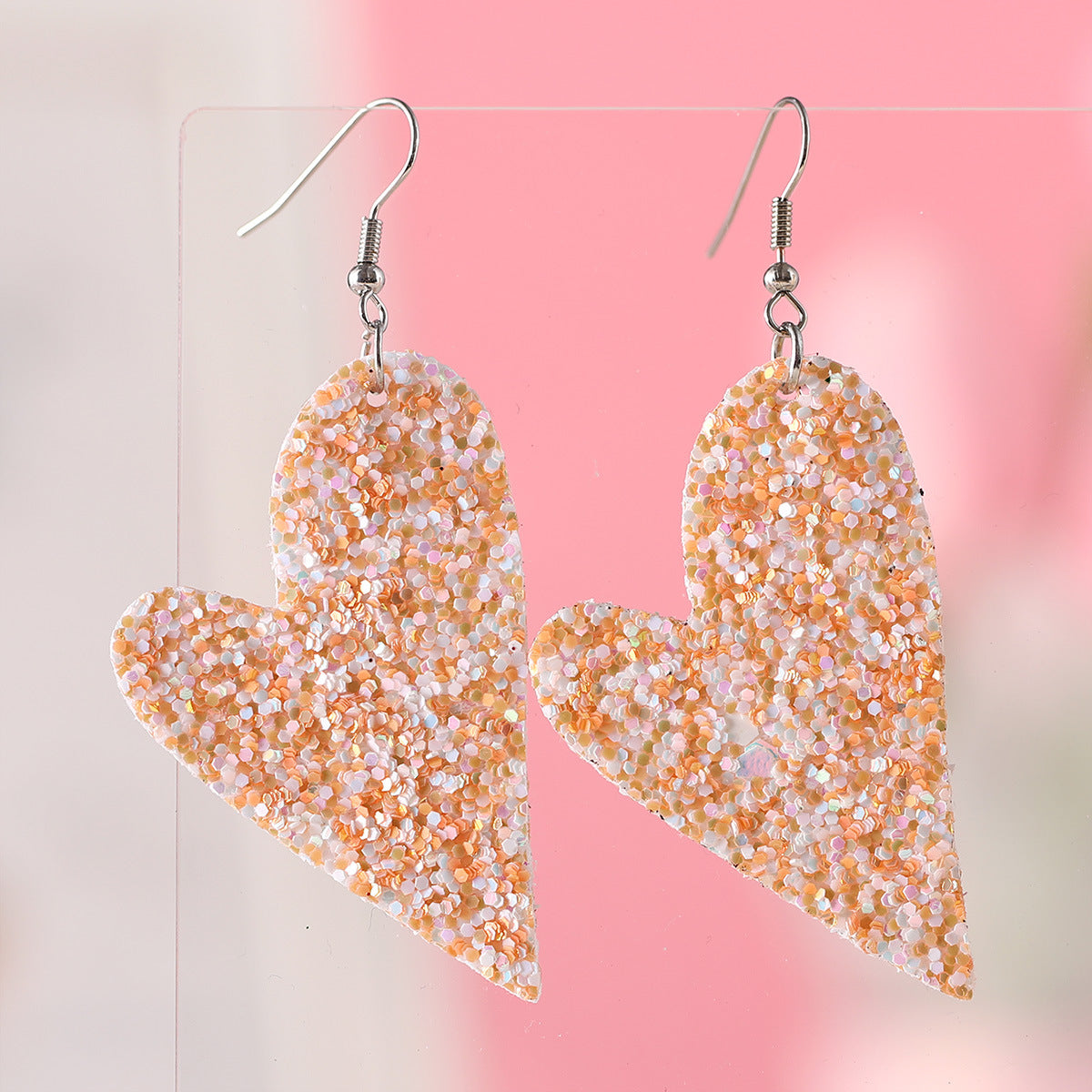 Wholesale  Valentine's Day Blingbling Sequins Peach Heart Love Sexy Red Lips Earrings