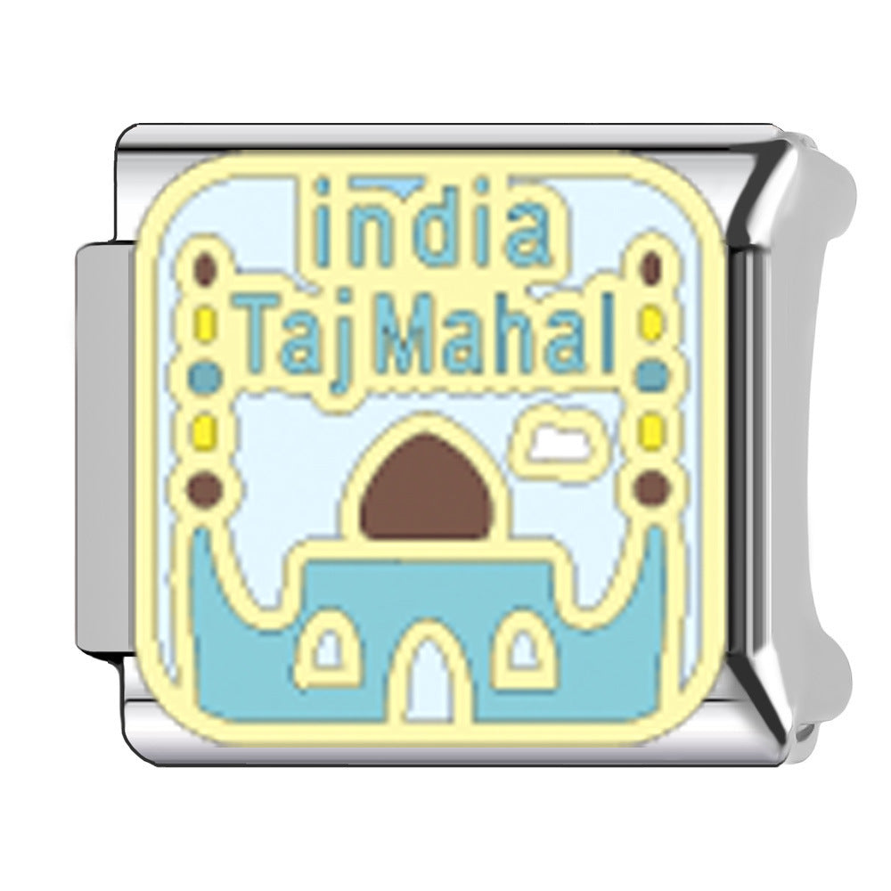 Wholesale   Italian Charm Bracelet 9mm DIY Egyptian pyramid landmark Creative Stainless Steel Composable Bracelet