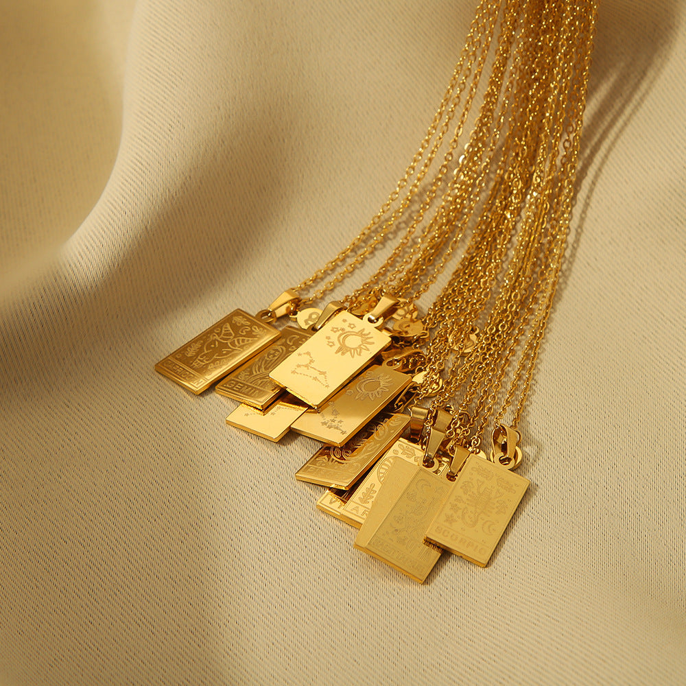 Wholesale Stainless Steel Zodiac Sign 18k Gold Plated Titanium Steel Clavicle Chain Choker Necklace ACC-NE-Xiny002