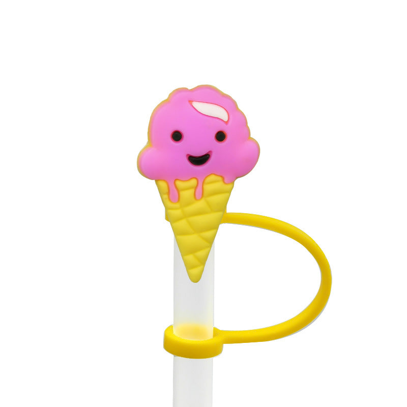 Wholesale 20PCS 7-8mm Cartoon Food and Beverage Silicone Straw Tube Cap Straw Decoration