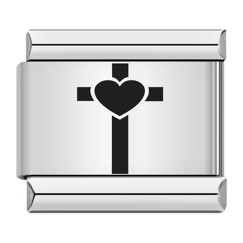 Wholesale Italian Charm Bracelet 9mm DIY  laser-engraved cross  Creative Stainless Steel Composable Bracelet