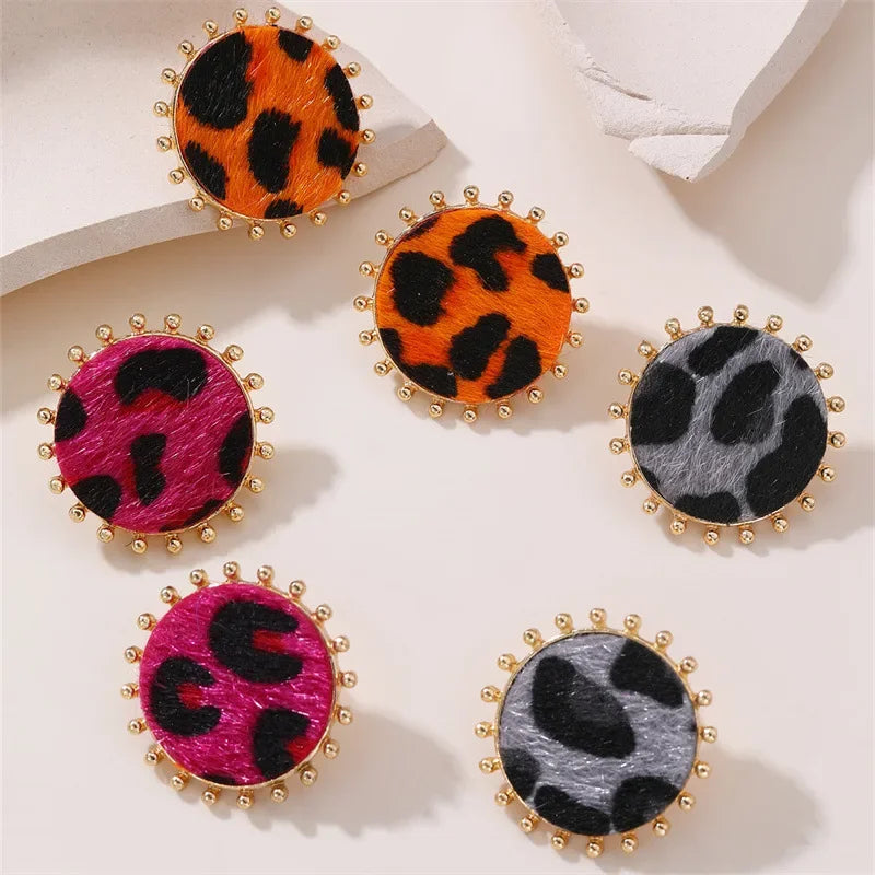 Wholesale  Leopard Earrings Round Geometric Jewelry
