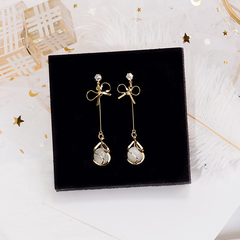 Wholesale Tassel Inlaid Diamond Butterfly Flower Pearl S925 Silver Needle Alloy Earrings ACC-ES-MDD011