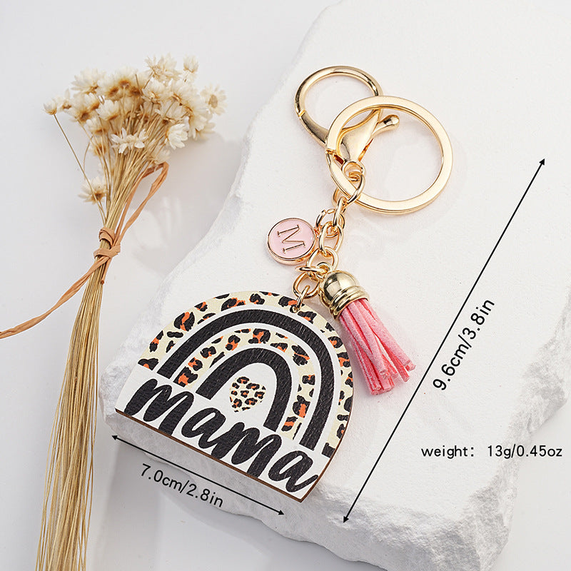 Wholesale Mother's Day Gift Rainbow Keychain Pendant New Leopard Print Arched Car Bag Keychain Pendant ACC-KC-HuiWen001