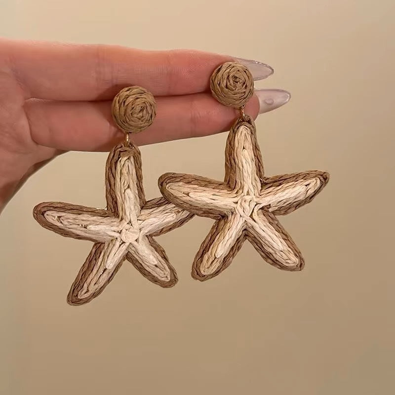 Wholesale Chic Blue Starfish Earrings,  Korean Style Jewelry Accessory for Party Wear or Beach Vacation