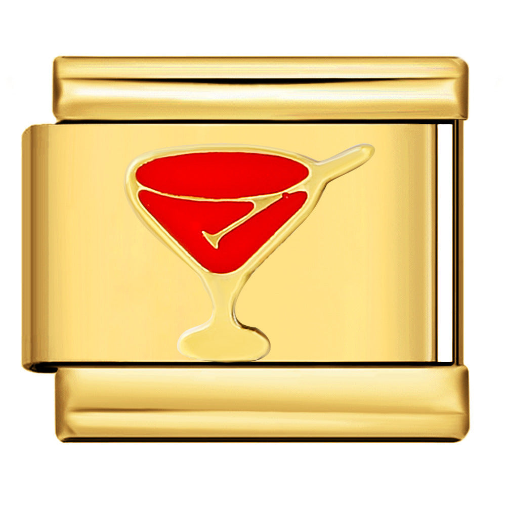 Wholesale Italian Charm Bracelet 9mm DIY Splicing Gold-Based Red Stainless Steel Composable Bracelet