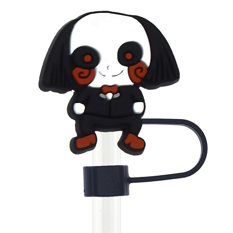 Wholesale Random 100pcs Halloween 10mm PVC Soft Straw Tube Cap ACC-SCR-RYY080